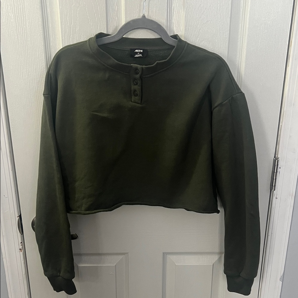 Ardene Dark Green Cropped Sweatshirt